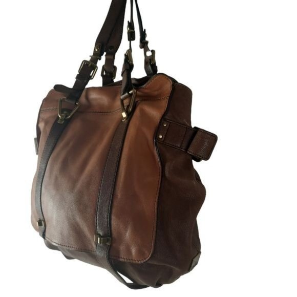 Kooba Handbags - Kooba Colorblock Leather Cognac Satchel Bag Large